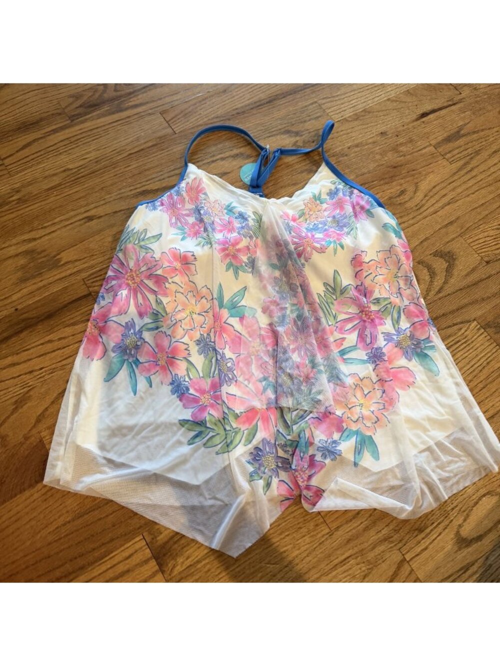 BEACH HOUSE WOMENS WHITE FLORAL SWIM BATHING SUIT TANKINI TOP NEW SIZE 12
